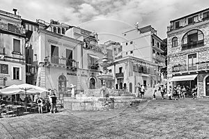 The scenic Cathedral`s square in central Taormina, Sicily, Italy