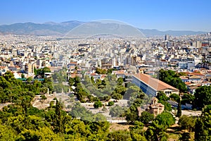 Scenic citiscape of Athens with ancient temples