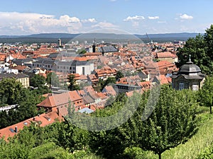 Scenic city view from the Kloster Michelsberg in Bamberg photo