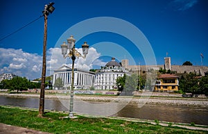 Scenic cityscape of Skopje with the Fortress of Skopje in North Macedonia