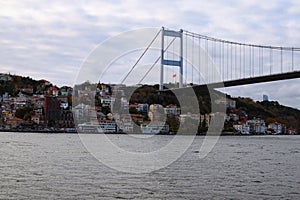 Scenic cityscape view Istanbul. The Fatih Sultan Mehmet Bridge