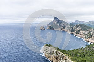 scenic, cliffs in Formentor, region north of the island of Mallorca in Spain