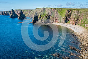 The scenic cliffs and stacks of Duncansby Head, Caithness, Scotland.