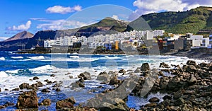 Scenic coastal village El Roque en El Pagador de Moya in Gran Canaria. Canary islands