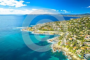 Scenic coastline of French riviera near Sainte Maxime aerial vie photo