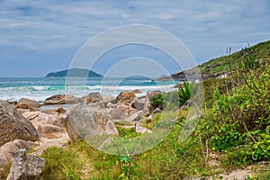 Scenic coastline with ocean and waves in Brazil