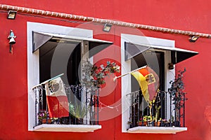 Scenic colorful colonial architecture of Cholula streets in historic center in Mexico Puebla