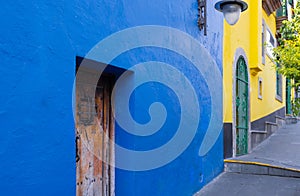 Scenic colorful colonial architecture of Cuernavaca streets in historic center in Mexico Morelos