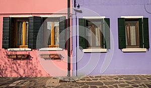 Scenic colorful house on Burano island, Venice