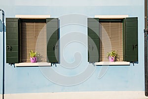 Scenic colorful house on Burano island, Venice