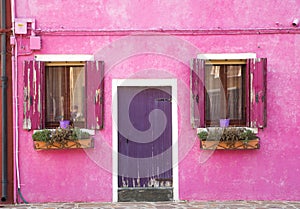 Scenic colorful house on Burano island, Venice