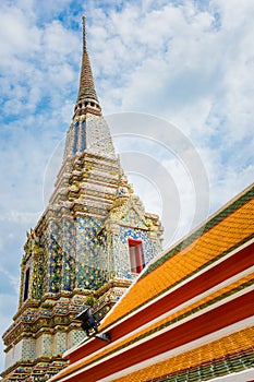 Scenic colorful religious buildings in Bangkok, Thailand