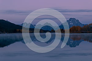 Scenic Dawn Reflection Landscape in the Tetons in Fall