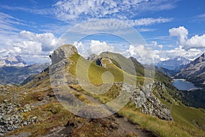 Scenic Dolomites landscape - view from Viel del Pan mountain trail