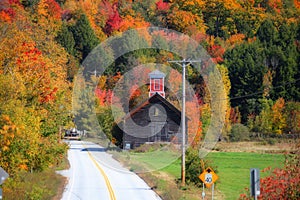 Scenic drive across New England fall foliage