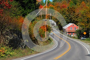 Scenic drive across New England fall foliage