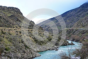 Scenic drive through the Kawarau Gorge near Queenstown