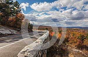 Scenic Drive on Route 44 in Kerhonksen, NY, in the Catskill Mountain Foothills on a brilliant fall day