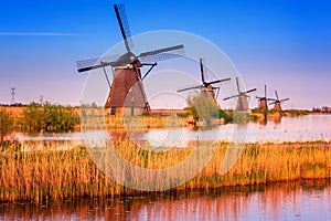 Scenic dutch rural landscape with traditional mill, Netherlands