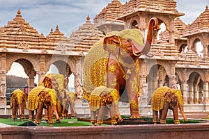 Scenic elephants statues decoration at Akshardham Mahamandir temple at BAPS Swaminarayan Akshardham photo