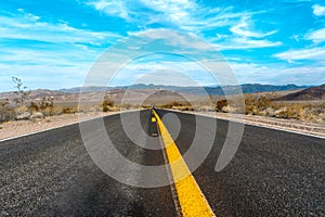 Scenic Empty Road in Death Valley, USA