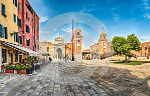 The scenic entrance to the Venetian Arsenal, Venice, Italy