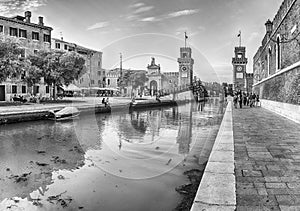 The scenic entrance to the Venetian Arsenal, Venice, Italy