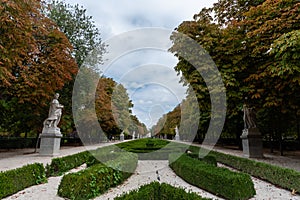 Scenic fall El Retiro park vista in Madrid