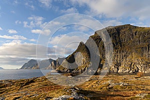 Scenic fall landscape at Lofoten, Norway