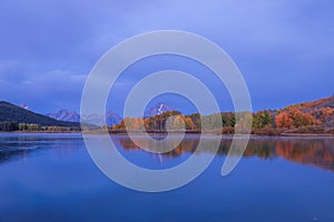 Scenic Fall Reflection in the Tetons at Sunrise