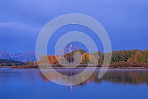 Scenic Fall Reflection in the Tetons at Sunrise