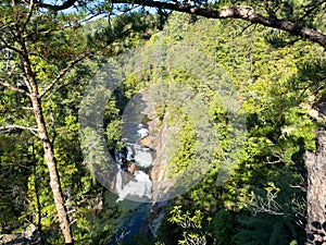 The scenic falls area of Tallulah Falls State Park in Georgia USA