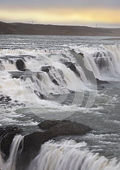 Scenic famous Gullfoss water falls in Iceland