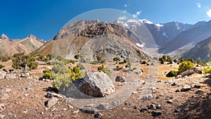 Scenic Fann mountains, Tajikistan. Beautiful mountain landscape. Pamir Alay