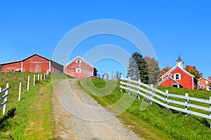 Scenic farm landscape in Vermont photo