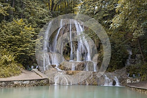 Scenic flowing waterfall, Lucansky vodopad in Slovakia