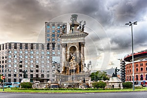 Scenic fountain in Placa d& x27;Espanya, Barcelona, Catalonia, Spain photo