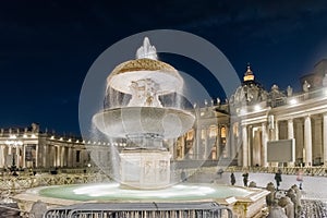 Scenic fountain in St. Peter& x27;s square, Rome, Italy