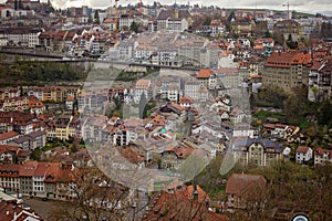 Scenic Fribourg cityscape with historic buildings and river