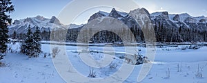 Scenic Frozen Bow River Panoramic Landscape