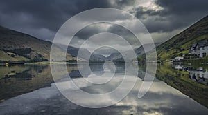 Scenic Glacial Lake Talyllyn in North Wales