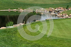 Scenic Golf Course Fairway and Green with Pond