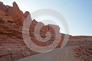 Scenic gravel road going through Arches National Park.