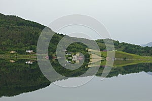 Scenic green landscape of Norway during summer time