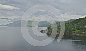 Scenic green landscape of Norway during summer time