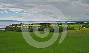 Scenic green landscape of Norway during summer time