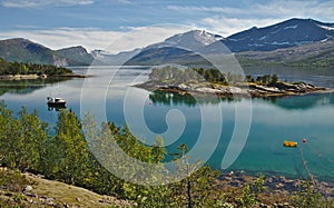 Scenic green landscape of Norway during summer time