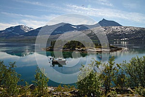 Scenic green landscape of Norway during summer time