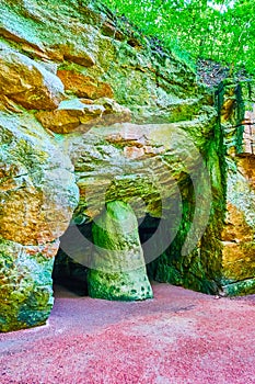 The scenic Grotto of Calypso in the mountain in Sofiyivka Park, Uman, Ukraine