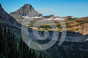 Scenic Highline Trail Views of Glacier Valley by the Going-to-the-Sun Road, Glacier National Park, Montana